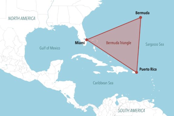 Map of the bermuda triangle in the caribbean sea