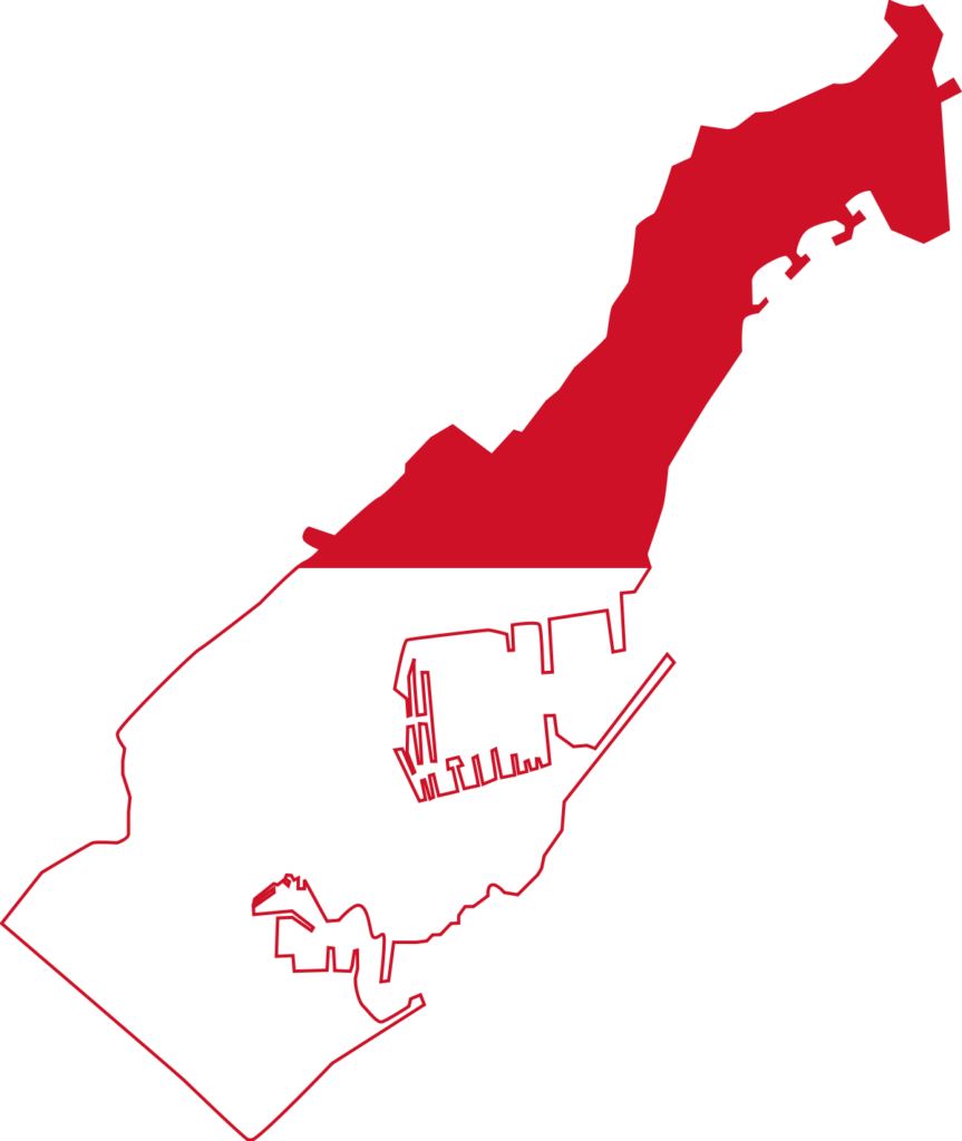 Map of Monaco with the national flag overlay.