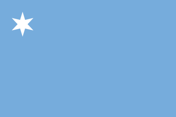 Historical flag of Paraguay with a blue background and a white star in the top left corner.