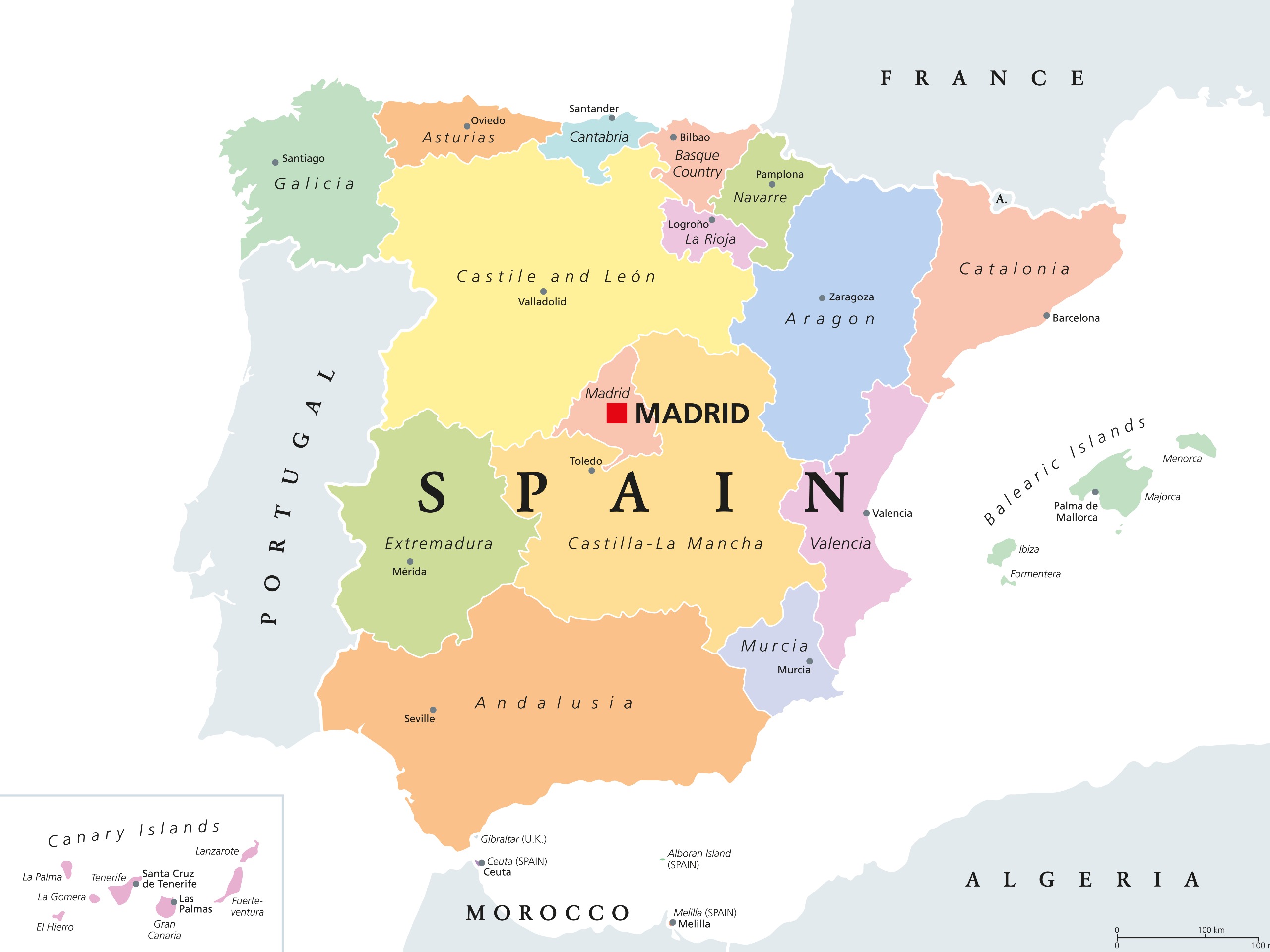 Map Of Spain With Regions Spain Detailed Map Of The Country In Brown Map Of Spain With Regions Spain Detailed Map Of The Country In Brown