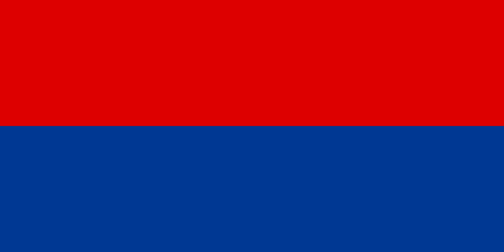 Horizontal tricolor flag with red on the top, blue in the middle, and white on the bottom.