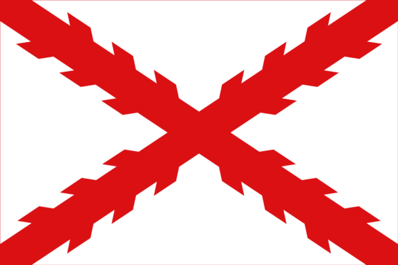 Flag of the Viceroyalty of Peru with a white background and a red Burgundy cross.