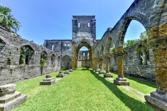 The ruins of an unfinished church in St. George, Bermuda.