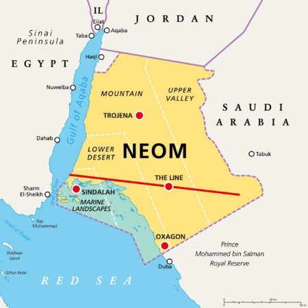 Regions and places of neom political map planned smart city