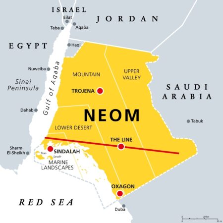 Neom regions and places gray political map planned smart city