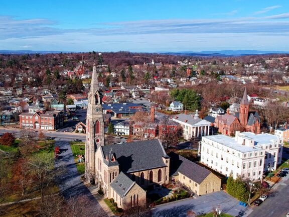 An aerial view of Goshen, New York.