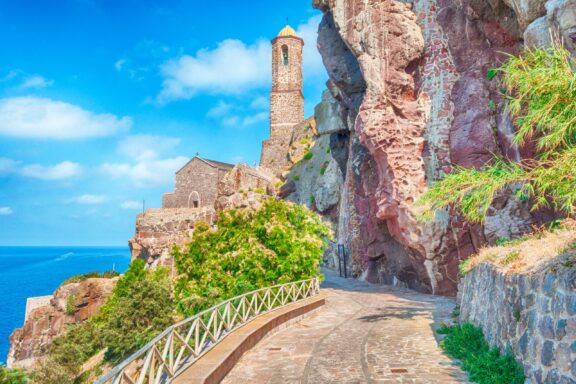 Alley of Castelsardo's old city along the coasts