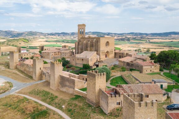 Citadel of Artajona in Cerco de Artajona amidst rolling landscapes