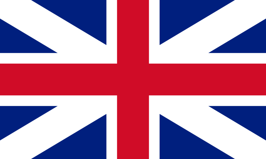 Flag of the United Kingdom with a blue field and red and white crosses.