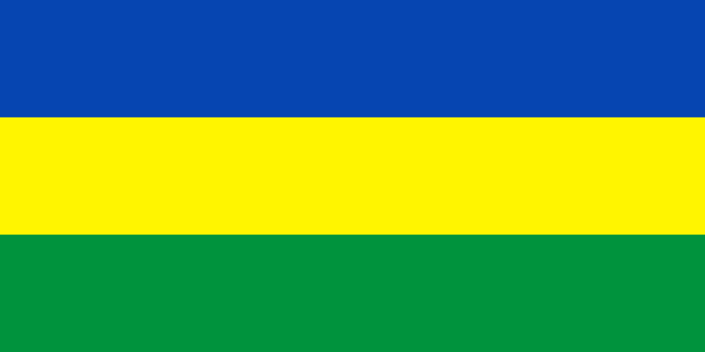 Horizontal tricolor flag with blue, yellow, and green bands.