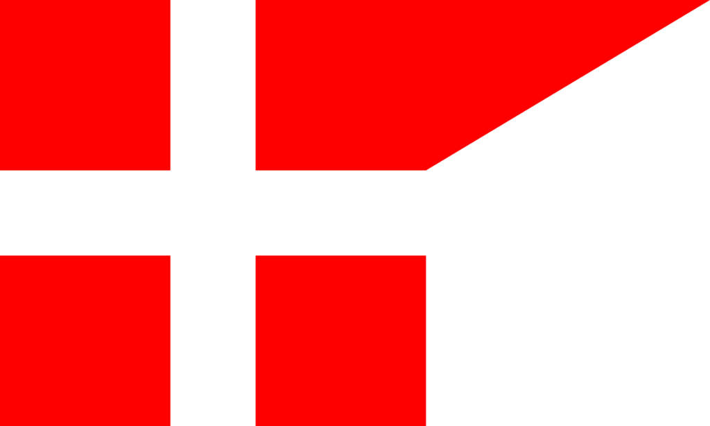 Flag of the Holy Roman Empire with a white cross on a red field and a black panel on the right side.