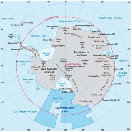 Map of the Antarctic with the new sea protection area.