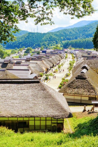 Ouchijuku, a historic post town with thatched-roof buildings