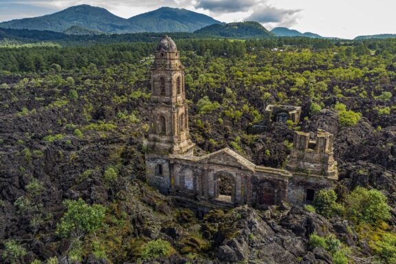 San Juan Parangaricutiro Church, solemn ruins engulfed by lava