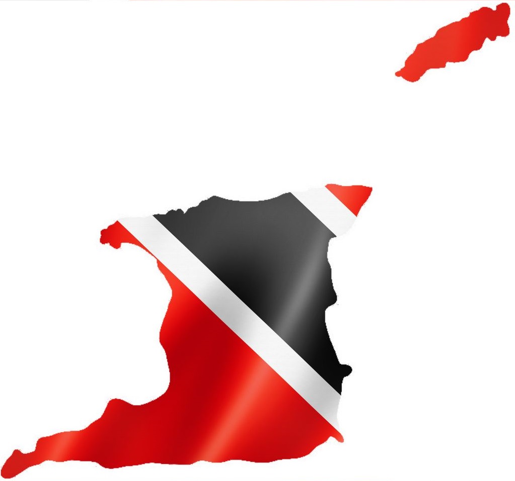 Map of Trinidad and Tobago with the national flag overlay.