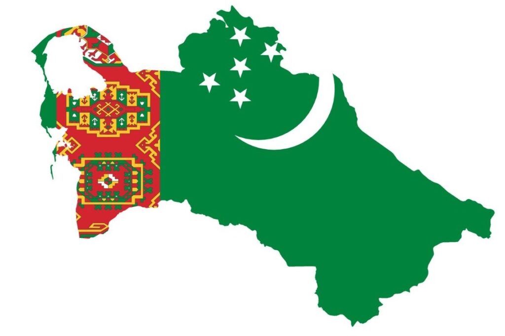 Map of Turkmenistan with the national flag overlay.