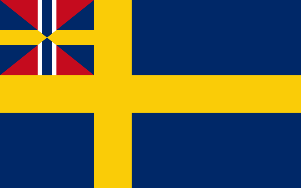 A badge overlaying the flags of Sweden and Norway, symbolizing a union.