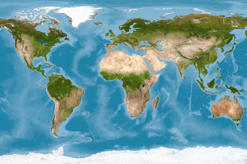 World map physical