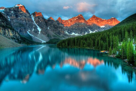 Banff National Park, famous for its stunning mountain landscapes, lakes, and wildlife