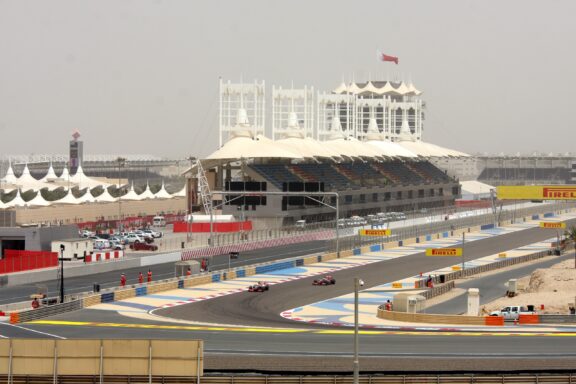 SHAKIR, BAHRAIN - APRIL 20: Formula 1 cars racing during Friday practice session in 2012 Formula 1 Gulf Air Bahrain Grand Prix on April 20, 2012 in Shakir, Bahrain.