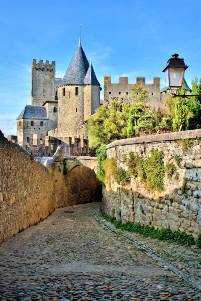 The medieval walls and towers of Carcassonne            