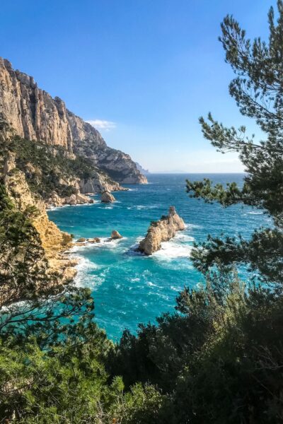 The Calanques seascape and mountains creeks near Cassis