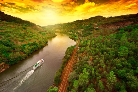 The winding river and terraced hills of Douro River