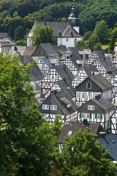 Traditional Half-Timbered Houses in Freudenberg Freudenberg's uniform beauty, a half-timbered harmony