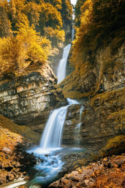 The Diesbachfall waterfall near  Braunwald