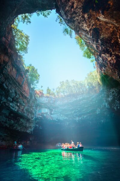 Melissani Cave, Kefalonia, where sunlight dances on crystalline waters