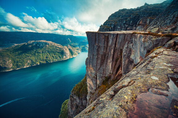 Lysefjord, a fjord famous for the Preikestolen cliff, offering dramatic cliffside views