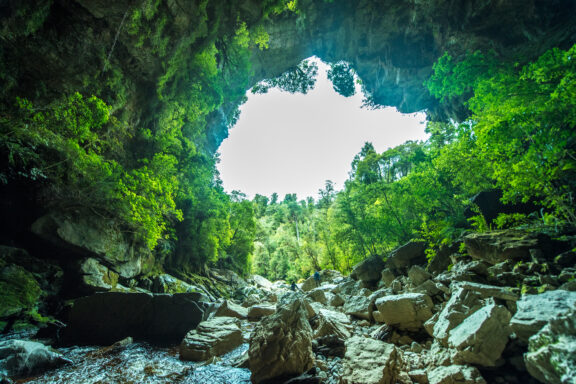 Oparara Basin's natural arches amidst Kahurangi's untouched wilderness