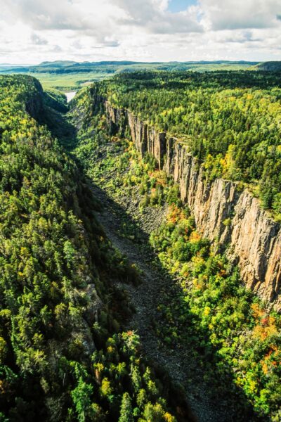 Ouimet Canyon, featuring a deep gorge with rare plant species and panoramic views