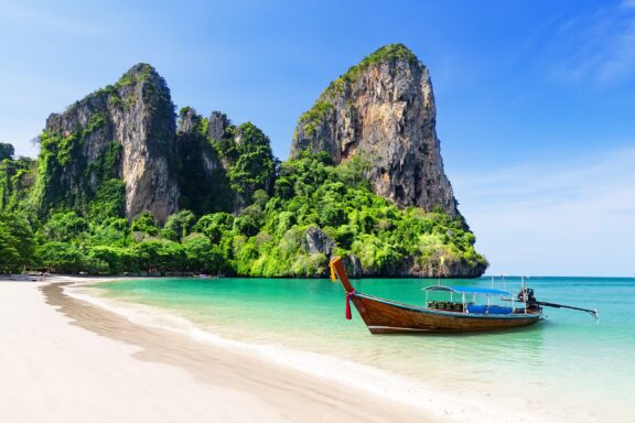 Railay Beach, where dramatic cliffs meet pristine shores