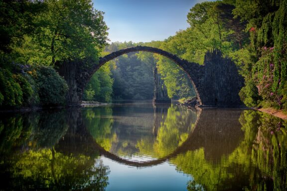 Rakotzbrücke Devil's Bridge Reflection Rakotzbrücke creating a perfect circle with its reflection