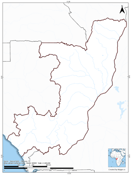 Blank map of Republic of the Congo showing borders and no labels, in color.