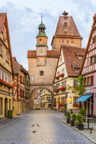 Cobblestone Street and Clock Tower in Rothenburg ob der Tauber Rothenburg, transporting visitors to a bygone era