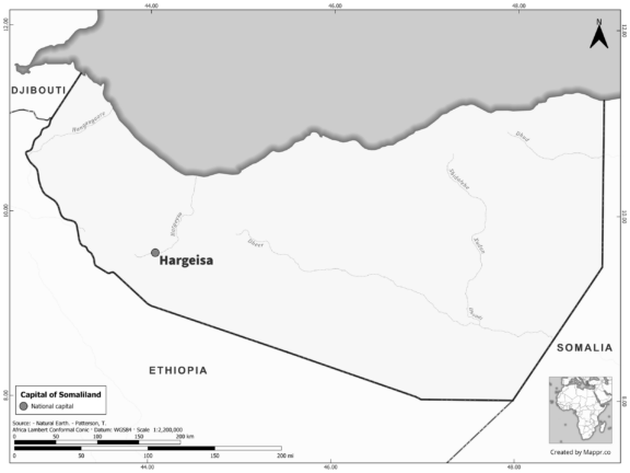 Black and white map highlighting Honiara, the capital of Solomon Islands.