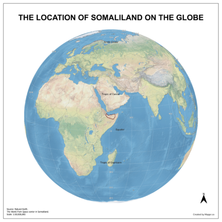 Map showing Solomon Islands's location on a globe, highlighted in red on the African continent.