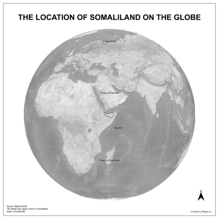 Map showing Solomon Islands's location on a globe, highlighted in red on the African continent.