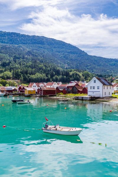 Solvorn, a picturesque village where time stands still by the serene Lustrafjord