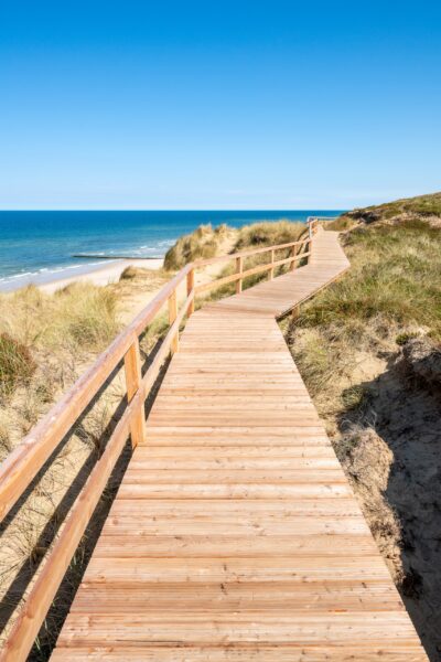 Wooden Boardwalk Leading to Beach Sylt, the jewel of the North Sea, offering breathtaking landscapes