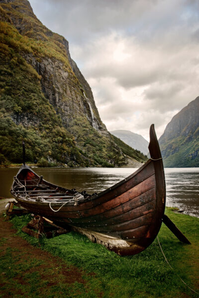 Old Viking boat in Sognefjord, the king of fjords