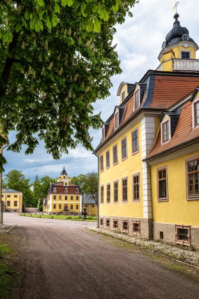 Pathway Leading to the Yellow Baroque Castle of Belvedere in Weimar Weimar, the cradle of German classicism