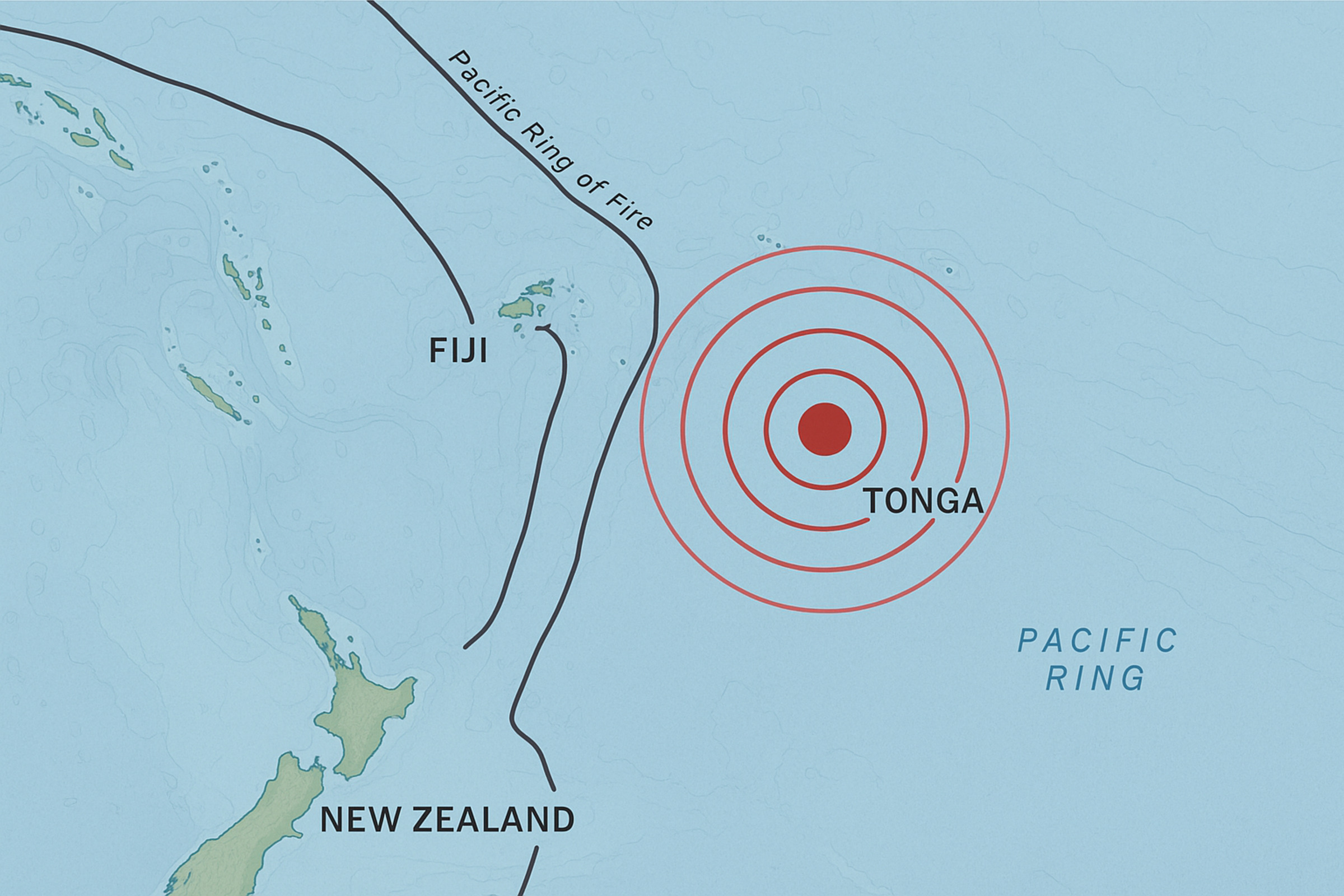 Map showing the epicenter of the M7.5 earthquake west of Neiafu, Tonga in the South Pacific Ocean