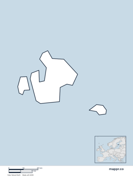 Blank political map of Åland showing its international borders without labels.