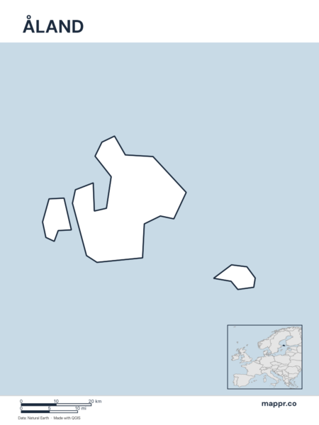 Outline map of Åland with detailed country borders.