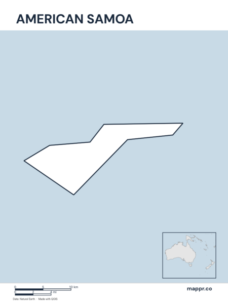 Outline map of American Samoa with detailed country borders.
