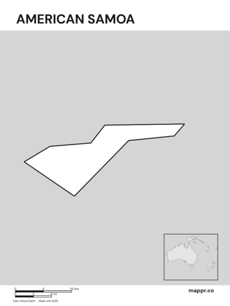 Outline map of American Samoa with detailed country borders (black and white).