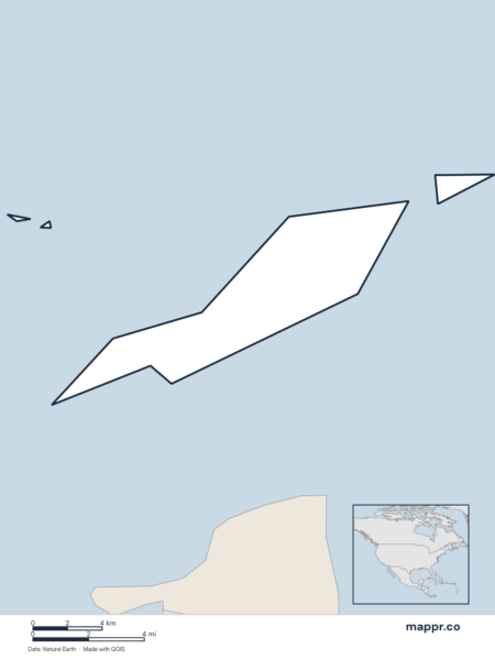 Blank political map of Anguilla showing its international borders without labels.